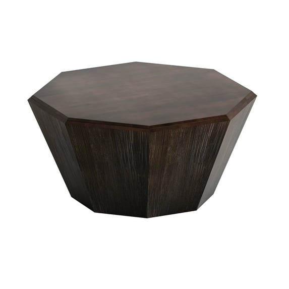 Dasun 31.5" Octagonal Walnut Coffee Table, Unique Modern Coffee Table Solid Wood Table for Living Room Bedroom, Easy Assembly, Black