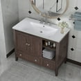 thumbnail image 1 of Dasun 36" Bathroom Vanity with Ceramic Basin, Bathroom Storage Cabinet with Two Doors and Drawers, Solid Frame, Metal Handles, Brown, 1 of 5