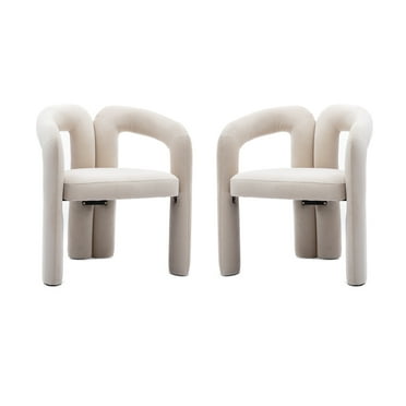 Dasun Contemporary Designed Velvet Fabric Upholstered Accent/Dining Chair /Barrel Side Chairs Kitchen Armchair for Living Room set of 2 (Beige Velvet)