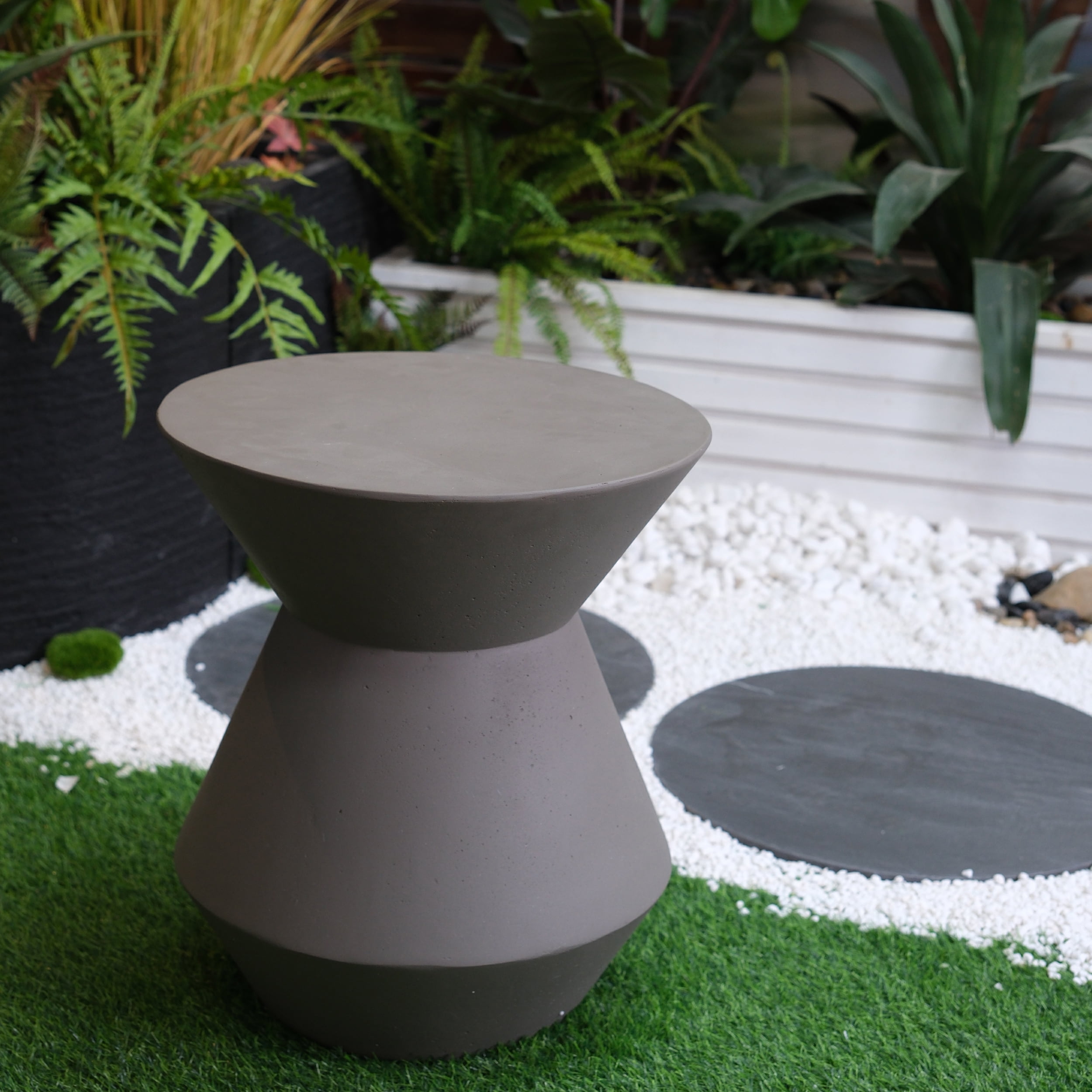 Brown Sand Faux Terrazzo Geometric Garden Stool