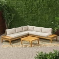 thumbnail image 1 of Dasun Loft Outdoor Acacia Wood and Wicker 5 Seater Sectional Sofa Set, Teak, 1 of 5