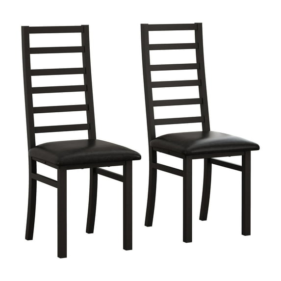 Dasun Metal Dining Chairs Set of 2, High Back Armless Dining Chairs with Steel Legs and PU Leather Seats, for Kitchen, Living Room, Black