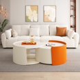 thumbnail image 1 of Dasun Nesting Coffee Table, Round Nesting Tables and End Tables for Small Space, Modern Side Tables with Extendable Sliding Tabletop for Living Room, Office,White, No Need Assembly, 1 of 9