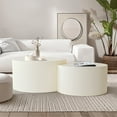 thumbnail image 1 of Dasun Nesting Coffee Table Set of 2, Drum Coffee Table, End Table, Round Side Table for Living Room, Bedroom, Beige, 1 of 7