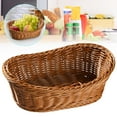 thumbnail image 1 of Dasuuxi Woven Breads Baskets, Wicker Bread Basket, Oval Small Fruit Baskets Stackable Plastic Wicker Baskets for Serving Vegetables, Kitchen, Restaurant, Outdoor, Imitation Rattan,Brown, 1 of 8