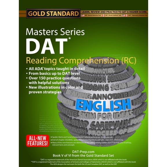 DAT Masters DAT Masters Series Reading Comprehension (Rc): Reading Comprehension (Rc) Preparation and Practice for the Dental Admiss, (Paperback)