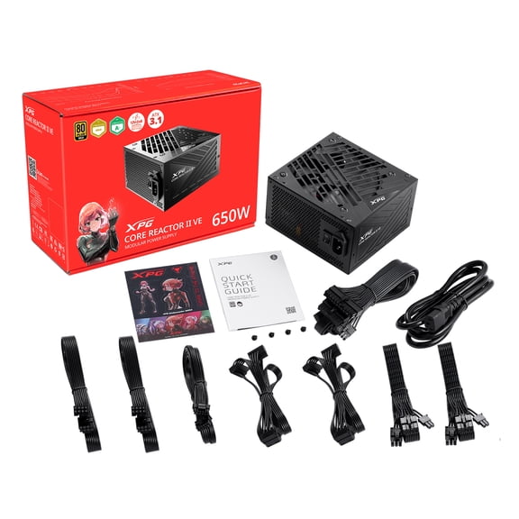 XPG CORE Reactor II VE 650W, Black, 80 Plus Gold PSU, FDB 120mm Fan, 140x150x86mm, ATX 3.1 / EPS v2.92
