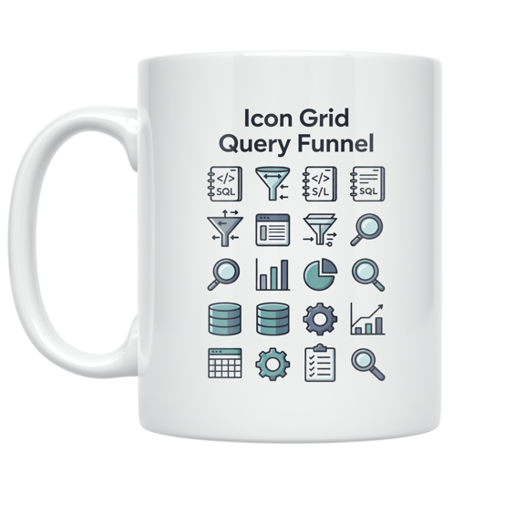Data Analyst Icon Grid Query Funnel - Data Analyst - 11 oz Ceramic Coffee Mug