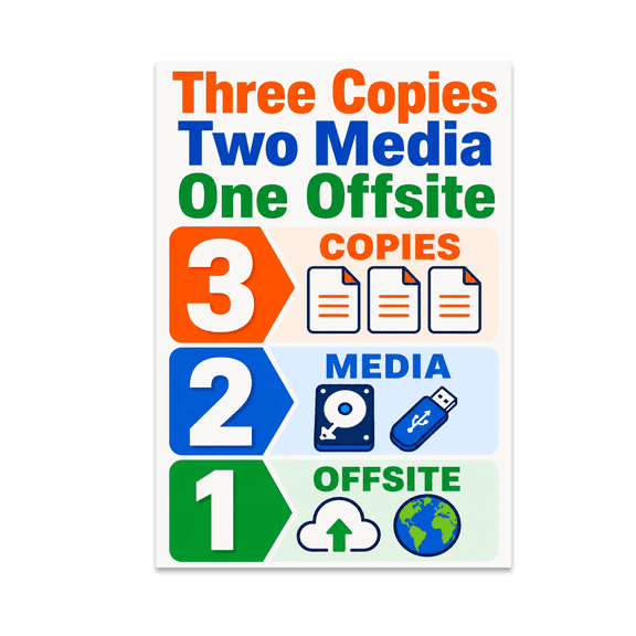 Data Backup Infographic Poster - Tech Enthusiast - 13x19 Poster Print