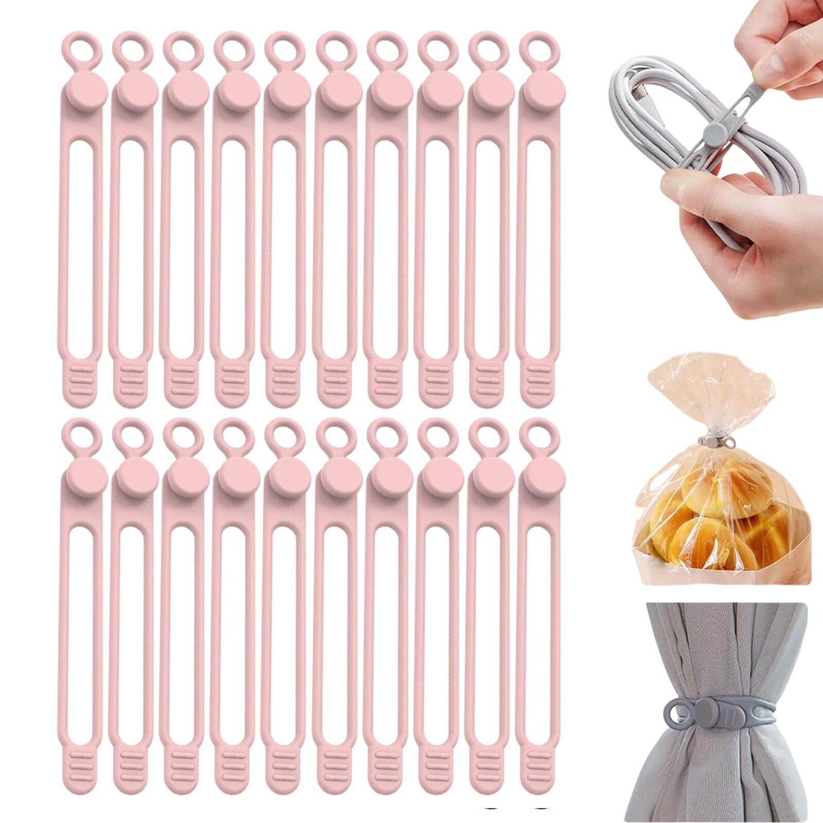 Data Cable Organizer, Silicone Cable Ties Reusable - Elastic Cord ...
