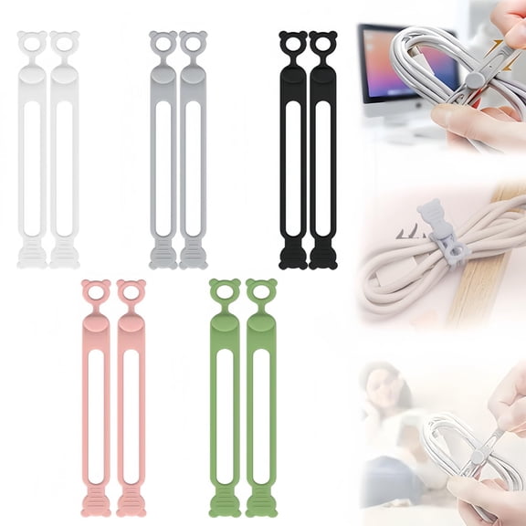 Data Cable Organizer, Silicone Cable Ties Reusable Elastic Electrical Cable Ties, 106mm Multipurpose Adjustable Cable Management for Home, Office, and Kitchen Organization