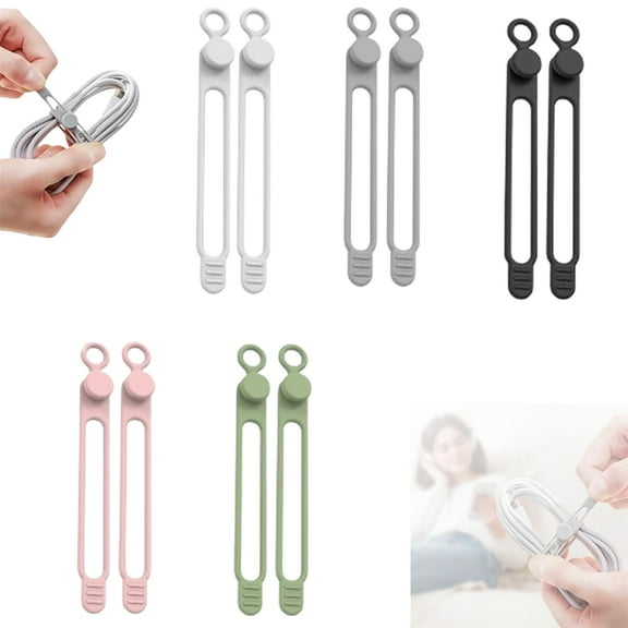 Data Cable Organizer, Silicone Headphone Organizers, Silicone Cable Ties Reusable Cable Management Organizers Multipurpose Elastic Cord Organizer for Bundling and Fastening Cables