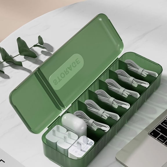 Data Cable Storage Box With Lid Desktop Cord Organizer Multi Compartment Charger Holder For Charging Cables Plugs Earbuds Home Office Drawer Storage Back To School Homework Planner Classroom Notes