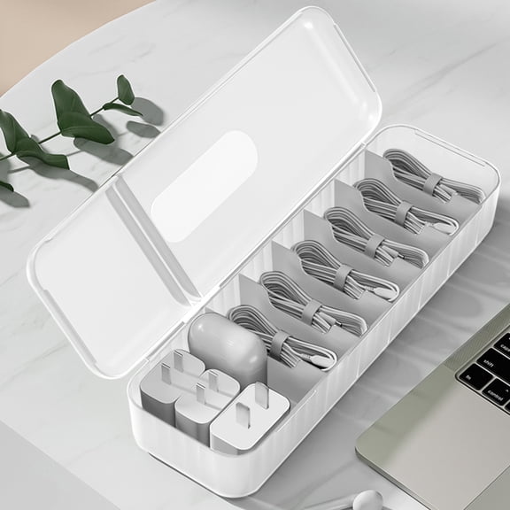 Data Cable Storage Box with Lid Multi Functional Desktop Small Item Organizer Box Charging Cable and Charger Storage Box