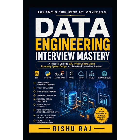 Data Engineering Interview Mastery: A Practical Guide to SQL, Python, Spark, Cloud, Streaming, System Design, and Real-W, (Paperback)