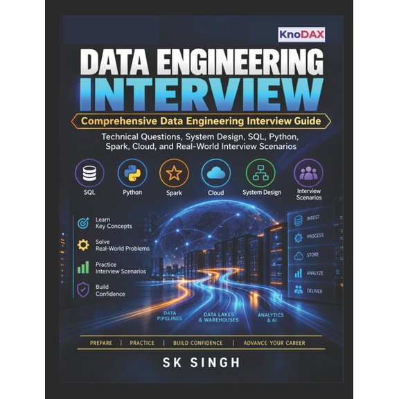 Data Engineering Interview: Technical Questions, System Design, SQL, Python, Spark, Cloud, and Real-World Interview Scen, (Paperback)