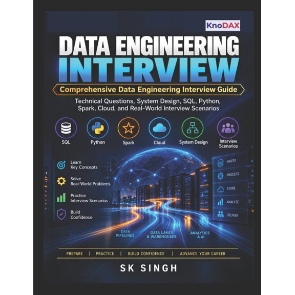 Data Engineering Interview: Technical Questions, System Design, SQL, Python, Spark, Cloud, and Real-World Interview Scen, (Paperback)