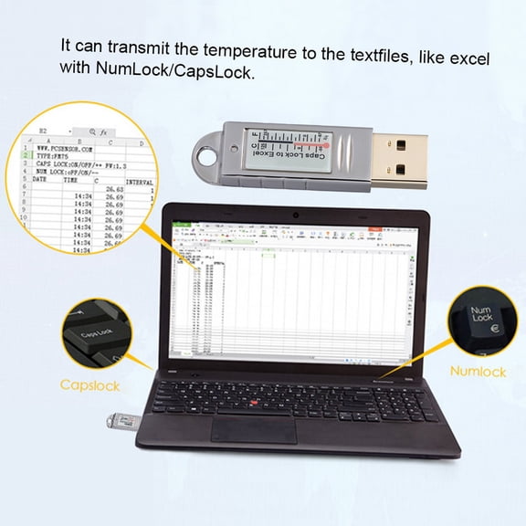 Data Logger Recorder Hygrometer USB Thermometer Temperature Sensor Data Logger Recorder for PC Laptop Silver