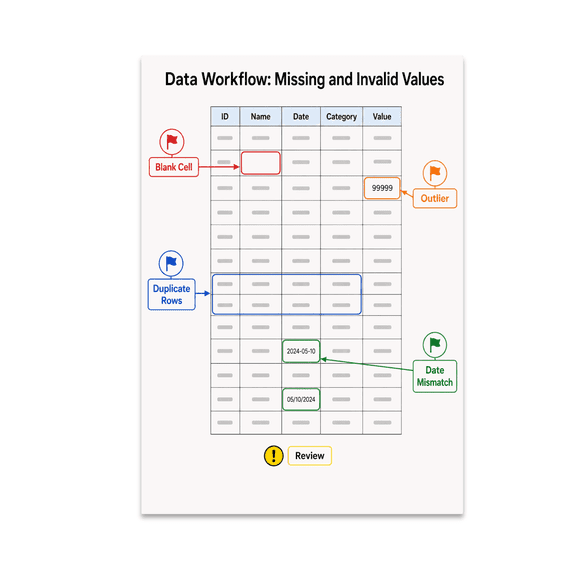 Data Workflow: Missing and Invalid Values Educational Reference - Tech Learners - 13x19 Poster Print