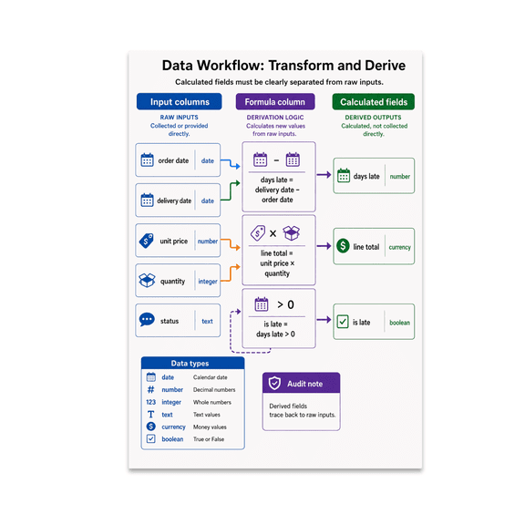 Data Workflow Transform and Derive Educational Reference - Tech Classroom - 13x19 Poster Print