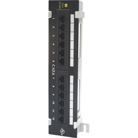 DataComm 12-Port Mini Cat6 Network Patch Panel with 89D Mounting Bracket (205602)