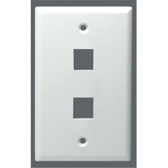 Datacomm Electronics 20-3002-WH 2-Port Standard Size Keystone Wall Plate (White)