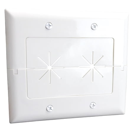 DataComm Electronics 45-0027-WH 2-Gang Split Plate with Flexible Opening (White)
