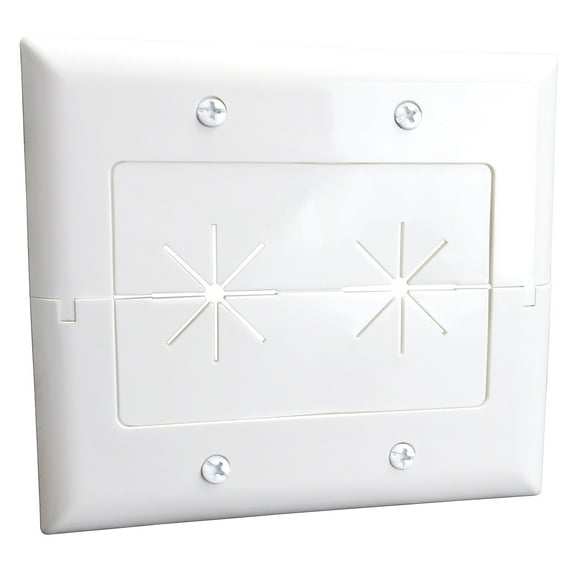 DataComm Electronics 45-0027-WH 2-Gang Split Plate with Flexible Opening (White)