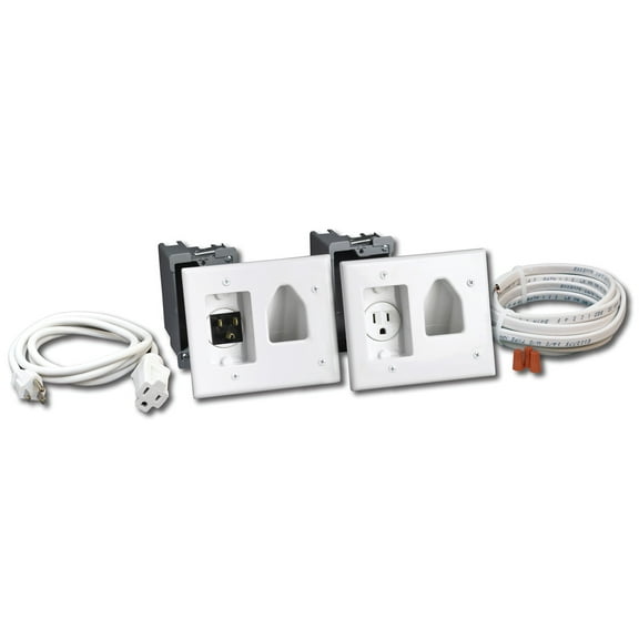 DataComm Electronics Flat Panel TV Cable Organizer Kit with Power Solution, 50-3323-wh-kitPT