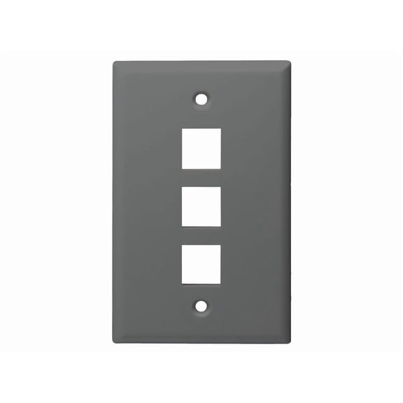 Monoprice Standard Size Keystone Plate 3 Port, Gray, UL