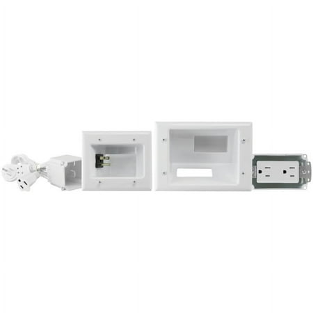 DataComm Electronics - Recessed Pro-Power Kit with Straight Blade Inlet - White
