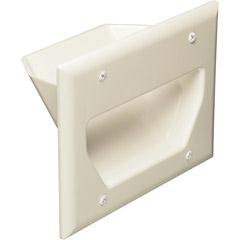 Datacomm 45-0003-LA 3-Gang Recessed Low Voltage Cable Plate - Lite Almond