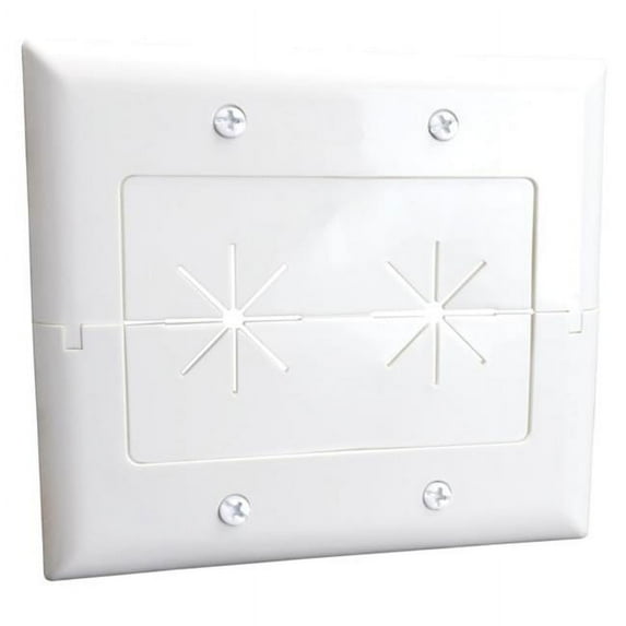 Datacomm Electronics 2-Gang Split Plate with Flexible Opening, White