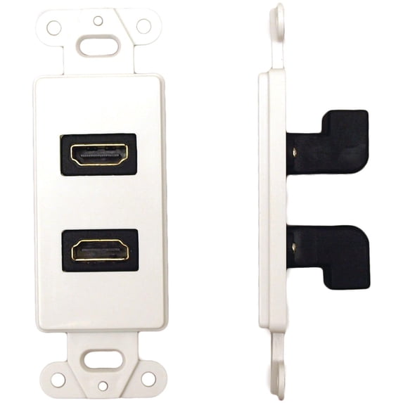 Datacomm Electronics 204502WH Wall Plate Insert 90 Degree Dual HDMI Connector