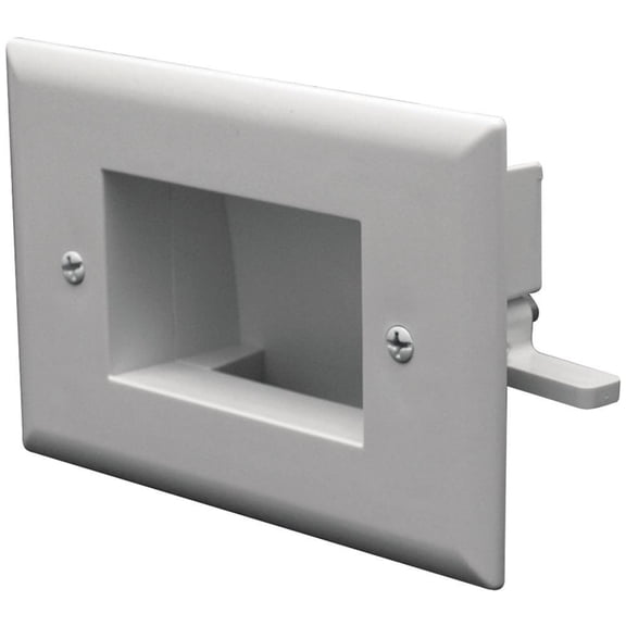 Datacomm Electronics 45-0008-WH Easy-Mount Recessed Low-Voltage Cable Plate, White