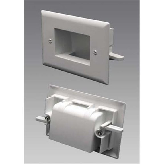 Datacomm Electronics 45-0009-WH Easy-Mount Slim-Fit Recessed Low-Voltage Cable Plate, White