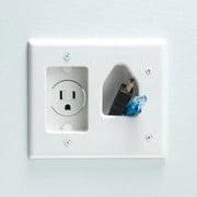 Datacomm Electronics 45-0021-WH Recessed Cable Plate - with Power White By FireFold