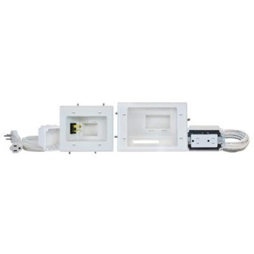 Datacomm Electronics 50-6623-WH-KIT Flat Panel TV Cable Organizer Kit With Duplex Power Solution