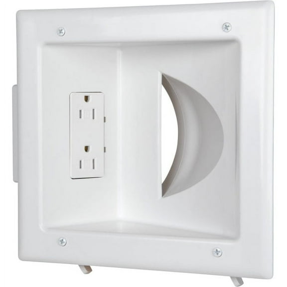 Datacomm Recessed Low Voltage Media Outlet Plate - 1 Socket, White