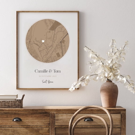 Date And Meeting Place Poster, Couple Poster, Birth City Poster, Unframed Paper Poster 8x10in