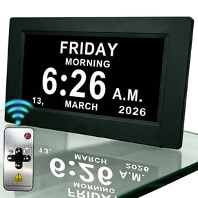Digital Calendar Alarm Clock - Dementia Clocks for Seniors, Non-Abbreviated Memory Loss Clock with Date and Time for Elderly