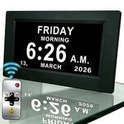 Digital Calendar Alarm Clock - Dementia Clocks for Seniors, Non-Abbreviated Memory Loss Clock with Date and Time for Elderly