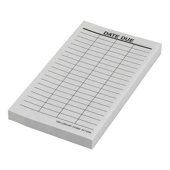 Date Due Slips 4 Column - Library Book Due Date Reminders - 5x3 Inch White Slips - 100 Sheets/Pad - Removable Adhesive