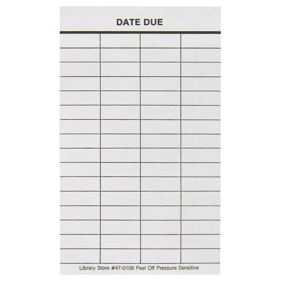 Date Due Slips 4-Column - Peel and Stick Library Date Cards - 5" x 3" - 500 Pack - White Smudge-Proof Paper for Books & Media