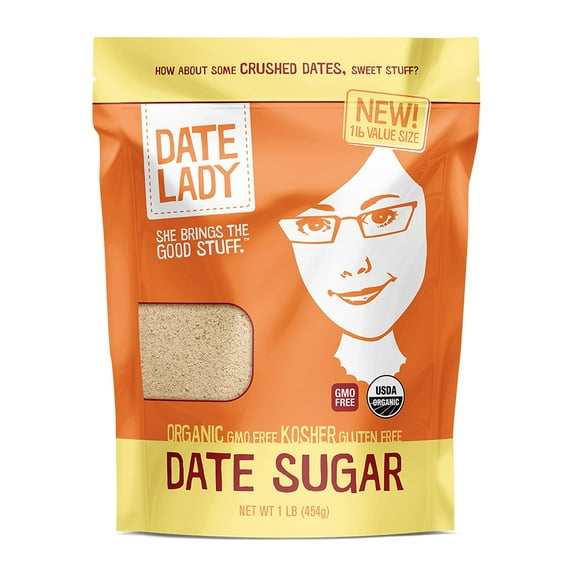 Date Lady Organic Date Sugar, 1 lb (1 Bag) | Ground Dates, Sugar Substitute