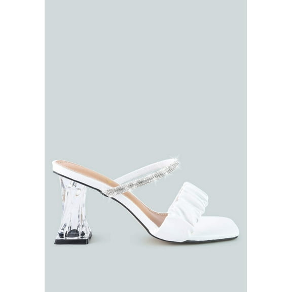 Date Look Clear Heel Rhinestone Sandals