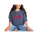 thumbnail image 1 of Date Night, Couple or Dating Themed, Groovy Retro Wavy Text, Denim Comfort Colors T-Shirt, Large, 1 of 1