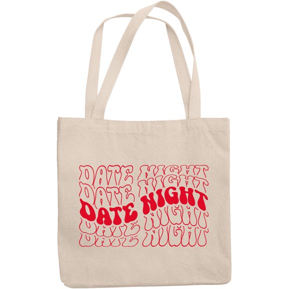 Date Night, Couple or Lovers Quote, Groovy Retro Wavy Text Merch Gift, 12oz Canvas Tote Bag