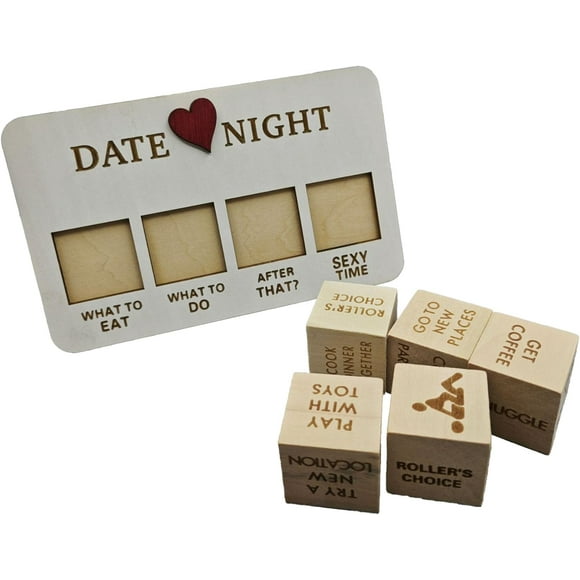 Date Night Dice for Couples, 5Pcs Date Dice, Date Ideas for Couples, Dating Dice, Anniversary Wooden Gifts for Her, Adult Great Fun Games for Couples, Romantic Wooden Gifts for Her Him