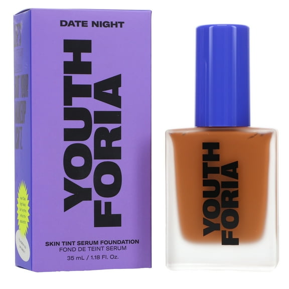 Youthforia Date Night Skin Tint Serum Foundation 390 (Medium Deep-Neutral with Warm Undertones) 1.18 oz